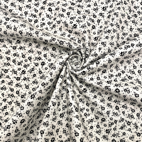 Tissu Coton imprimé Mini fleurs noires – Par 10 cm
